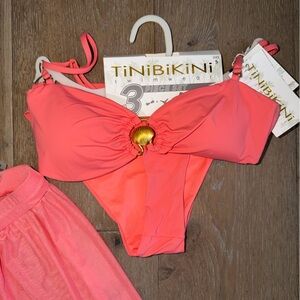 TiniBikini 3 piece swimsuit in Coral size small new with tags!